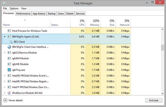 Windows Task Manager list of processes