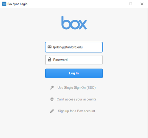 use your @Stanford email address to log in to Box