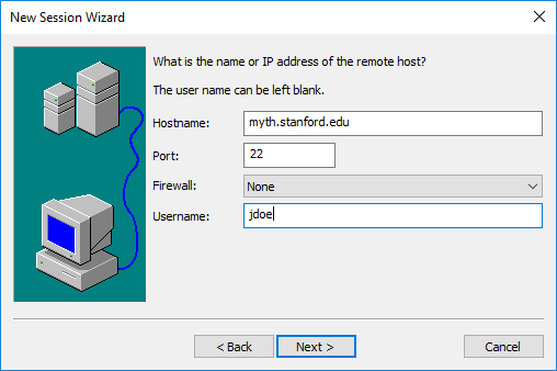 enter the name or IP address of the remote host