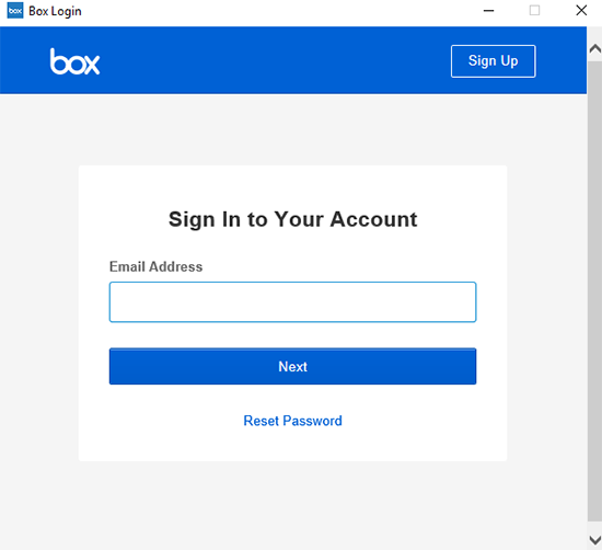 Window to sign in to your account