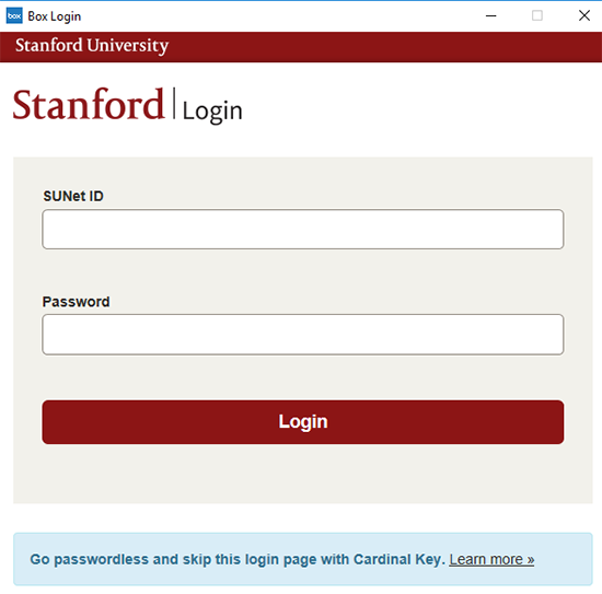 Stanford login page