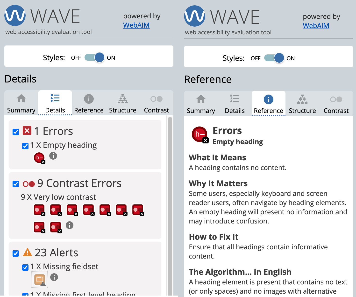 Screenshot of WAVE browser extension details tab