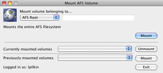 mount the AFS root volume