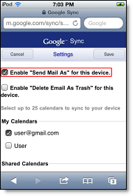 select Enable Send Mail As for this device