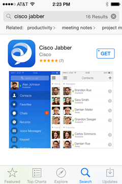 Type in Cisco Jabber in the search field