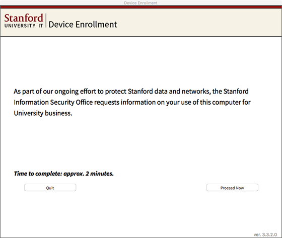 first screen of the enrollment app explaining purpose of questionaire
