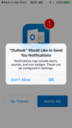 allow Outlook to send you notifications