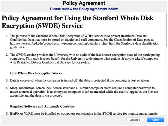 policy agreement for using SWDE
