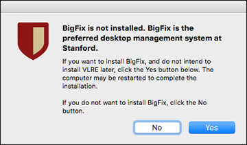 confirm whether you want to install BigFix