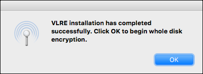 message saying that VLRE was installed successfully