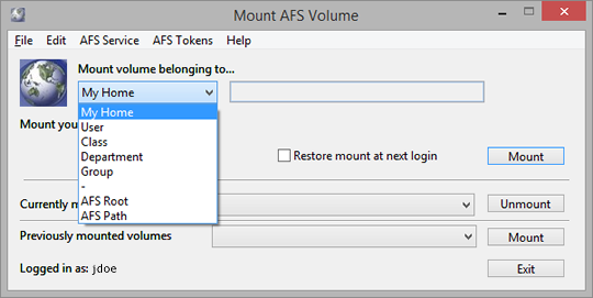 choose AFS space where you choose to publish