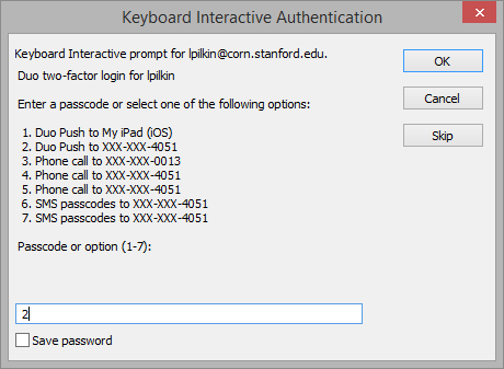 enter passcode or choose another two-step authentication option