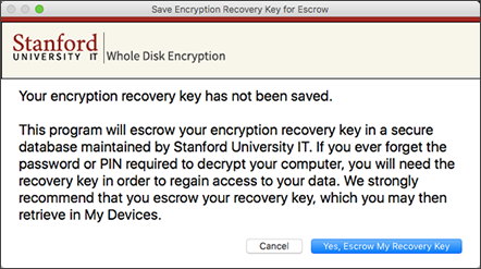 encryption recovery key was not saved message