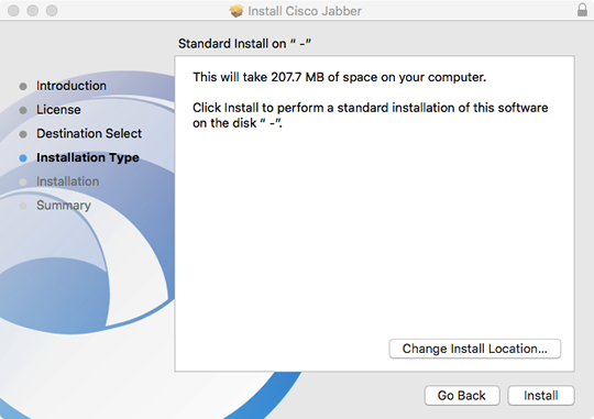 select the standard installation type