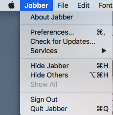 use the Jabber menu to sign out