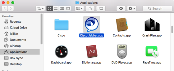 launch Jabber from your Applications folder