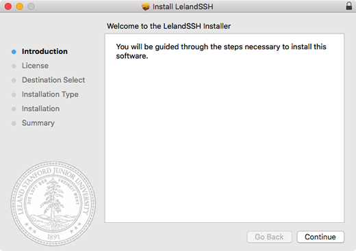 welcome to the LelandSSH installer window