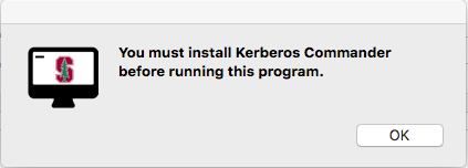 message saying you need to install Kerberos Commander