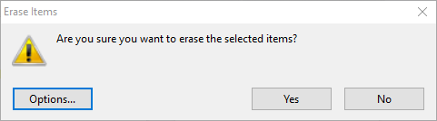 confirm that you want to erase selected item