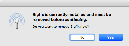 Prompt to remove BigFix