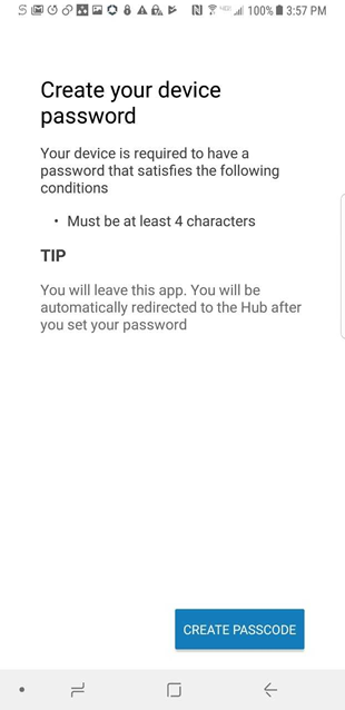 message that you need to create a password of at  least 4 characters