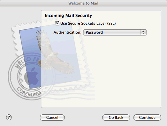 incoming mail security settings