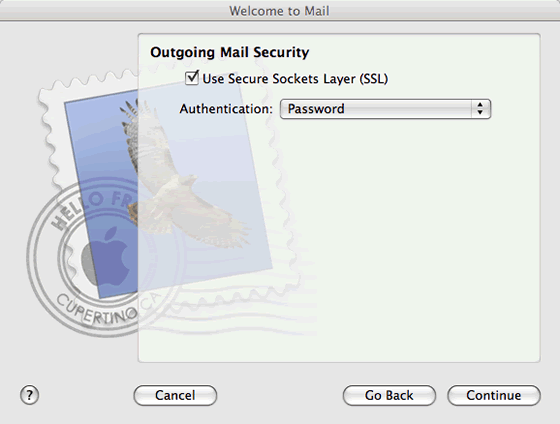 outgoing mail security settings