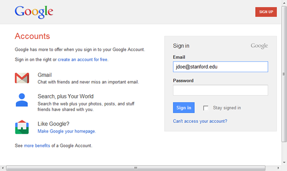 Google Apps Signin Page